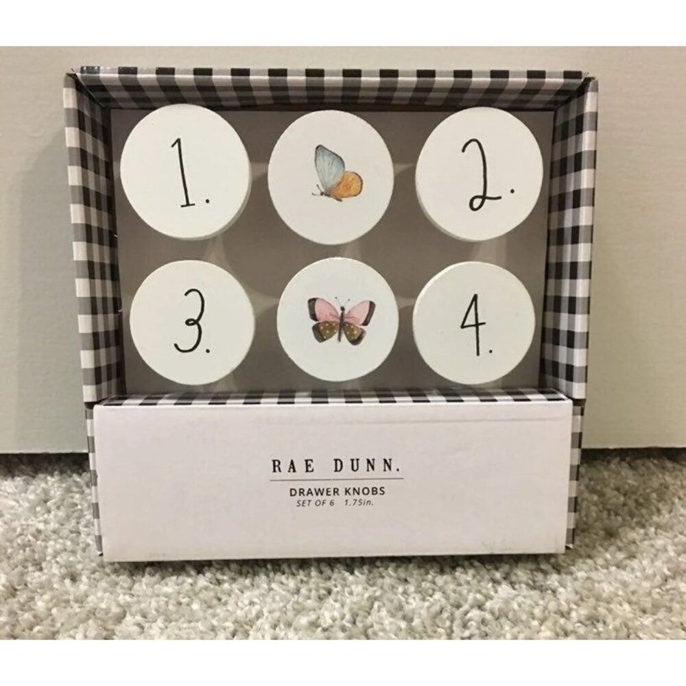 Rae Dunn Drawer Knobs Set 6 Wooden